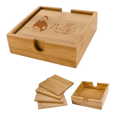 bamboo coaster set in case